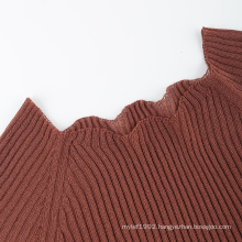 20ALSW015Seamless wholegarment sweater ribbed wavy neckline pullover knitwear sweater